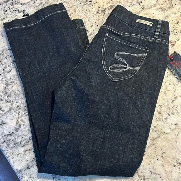 7 For All Mankind Dark Blue Boot Cut Jeans - Picture 1 of 8
